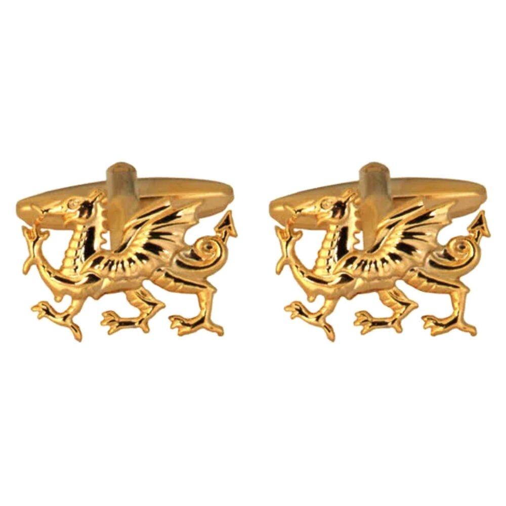 Welsh Dragon Cufflinks Gold Plate